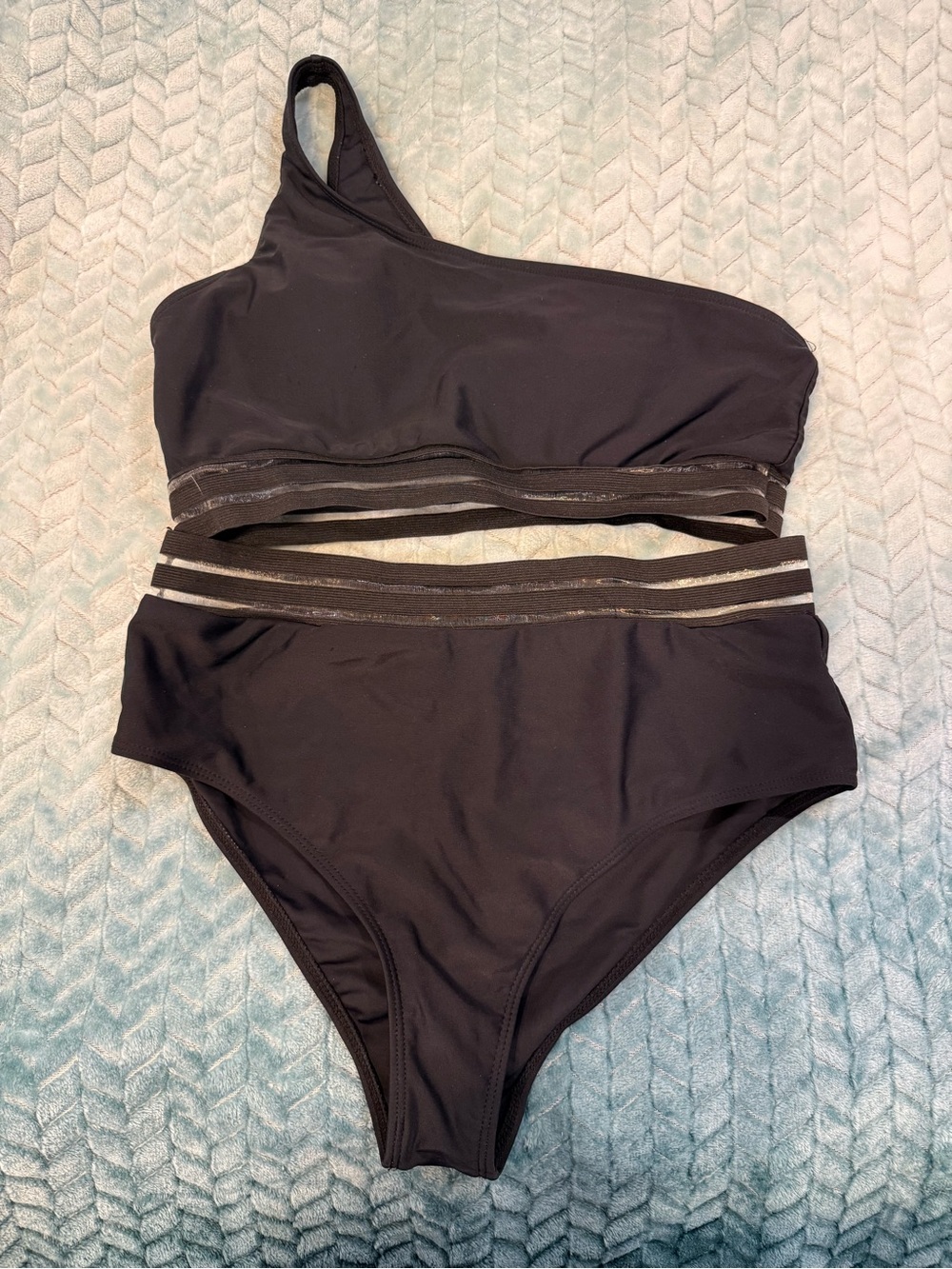 Black One-Shoulder High-Waist Bikini Set